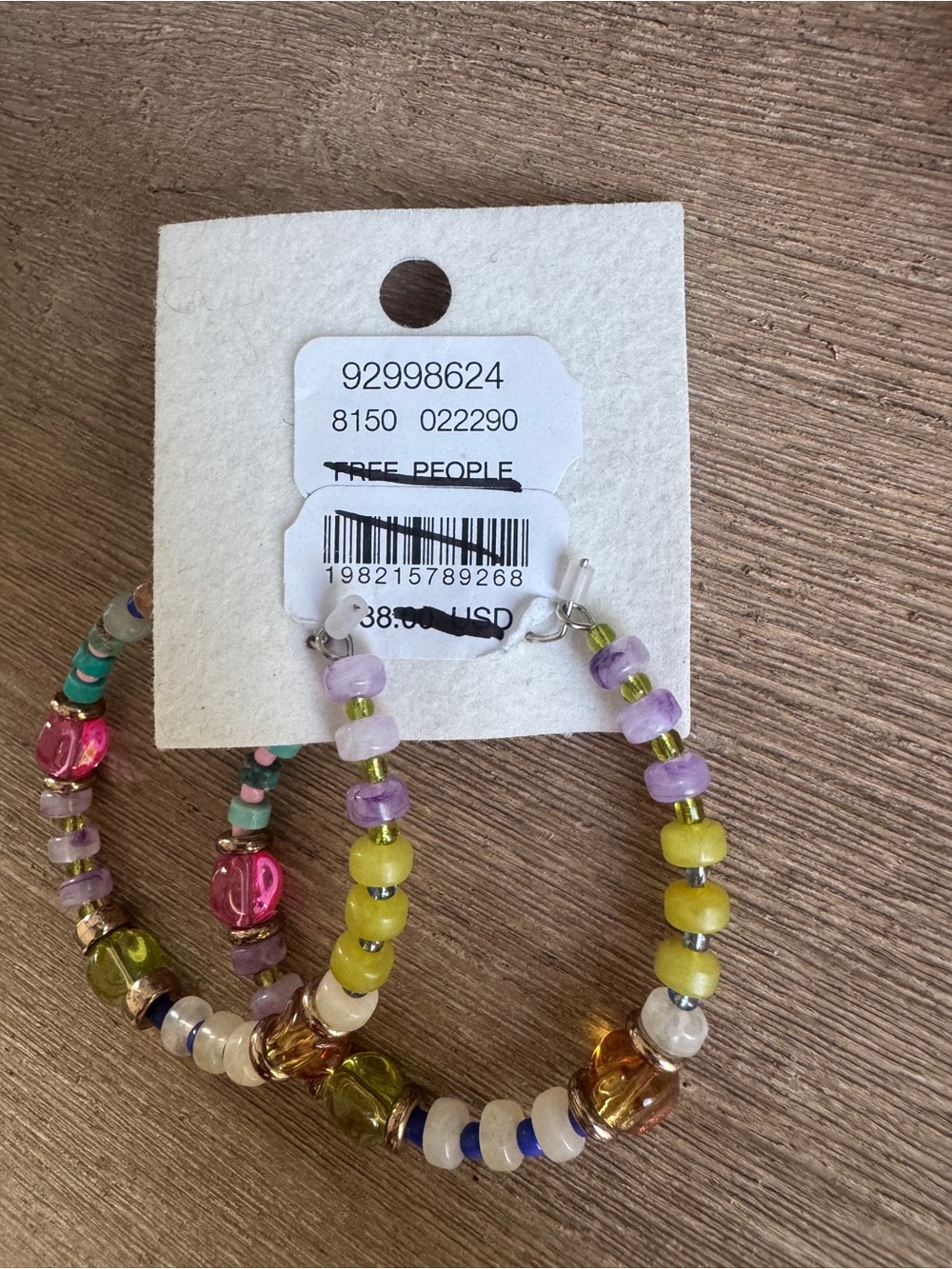 Free People Colorful Beaded Hoop Earrings NWT Boho Statement - Picture 3 of 3